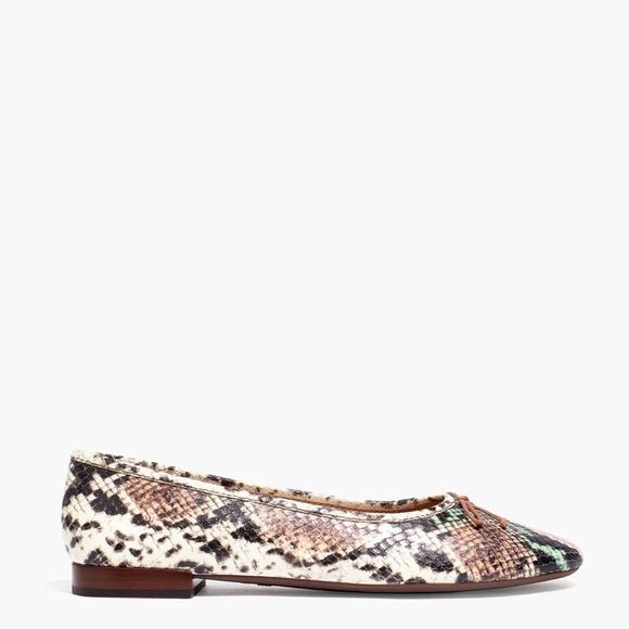 Madewell The Adelle Snakeskin Embossed Leather Ballet Flats Size 8.5 like new - Picture 3 of 9
